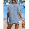 imageCUPSHE Womens Summer Top Short Sleeve V Neck Dressy Casual Loose Fit Shirts Trendy T Shirts Outfits Beach Vacation ClothesBlue