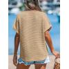 imageCUPSHE Womens Summer Top Short Sleeve V Neck Dressy Casual Loose Fit Shirts Trendy T Shirts Outfits Beach Vacation ClothesKhaiki