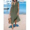imageCUPSHE Womens Swimsuit Coverup Casual Sleeveless Side Split Long Cardigans V Neck Midi Beach DressGreen