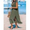 imageCUPSHE Womens Swimsuit Coverup Casual Sleeveless Side Split Long Cardigans V Neck Midi Beach DressGreen