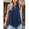 imageCUPSHE Womens Top Lace Split Neck Sleeveless Shirts Dressy Tank Coverup 2025 Fashion Blouse Summer CasualNavy