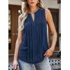 imageCUPSHE Womens Top Lace Split Neck Sleeveless Shirts Dressy Tank Coverup 2025 Fashion Blouse Summer CasualNavy
