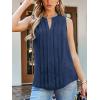 imageCUPSHE Womens Top Lace Split Neck Sleeveless Shirts Dressy Tank Coverup 2025 Fashion Blouse Summer CasualNavy