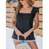 imageCUPSHE Womens Top Square Neck Short Sleeve Ruffled Shirts Dressy Tank Tops 2025 Fashion Blouse Summer CasualBlack