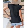 imageCUPSHE Womens Top Square Neck Short Sleeve Ruffled Shirts Dressy Tank Tops 2025 Fashion Blouse Summer CasualBlack