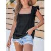 imageCUPSHE Womens Top Square Neck Short Sleeve Ruffled Shirts Dressy Tank Tops 2025 Fashion Blouse Summer CasualBlack