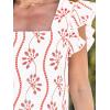 imageCUPSHE Womens Top Square Neck Short Sleeve Ruffled Shirts Dressy Tank Tops 2025 Fashion Blouse Summer CasualRed