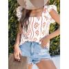imageCUPSHE Womens Top Square Neck Short Sleeve Ruffled Shirts Dressy Tank Tops 2025 Fashion Blouse Summer CasualRed