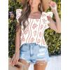 imageCUPSHE Womens Top Square Neck Short Sleeve Ruffled Shirts Dressy Tank Tops 2025 Fashion Blouse Summer CasualRed