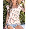 imageCUPSHE Womens Top Square Neck Short Sleeve Ruffled Shirts Dressy Tank Tops 2025 Fashion Blouse Summer CasualRed
