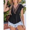 imageCUPSHE Womens Top V Neck Short Sleeves Shirts Floral Dressy Tank Tops 2025 Fashion Blouse Summer CasualBlack