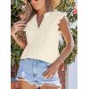 imageCUPSHE Womens Top Woven V Neck Sleeveless Smocked Cuffs Blouse Casual LooseBeige