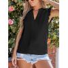 imageCUPSHE Womens Top Woven V Neck Sleeveless Smocked Cuffs Blouse Casual LooseBlack