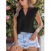 imageCUPSHE Womens Top Woven V Neck Sleeveless Smocked Cuffs Blouse Casual LooseBlack