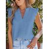 imageCUPSHE Womens Top Woven V Neck Sleeveless Smocked Cuffs Blouse Casual LooseBlue