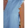 imageCUPSHE Womens Top Woven V Neck Sleeveless Smocked Cuffs Blouse Casual LooseBlue