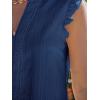 imageCUPSHE Womens Top Woven V Neck Sleeveless Smocked Cuffs Blouse Casual LooseNavy