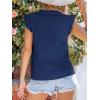 imageCUPSHE Womens Top Woven V Neck Sleeveless Smocked Cuffs Blouse Casual LooseNavy