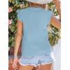 imageCUPSHE Womens Top Woven V Neck Sleeveless Smocked Cuffs Blouse Casual LooseSky Blue