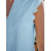 imageCUPSHE Womens Top Woven V Neck Sleeveless Smocked Cuffs Blouse Casual LooseSky Blue