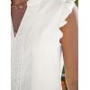 imageCUPSHE Womens Top Woven V Neck Sleeveless Smocked Cuffs Blouse Casual LooseWhite