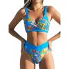 imageCUPSHE Womens Bikini Sets Two Piece Swimsuit High Waisted Twisted V Neck Adjustable Straps SwimwearBluePaisley