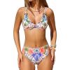 imageCUPSHE Womens Bikini Sets Underwire Scoop Neck Double Straps Self Tied Crisscross Bathing Suit High RiseWhiteBoho