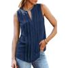 imageCUPSHE Womens Top Lace Split Neck Sleeveless Shirts Dressy Tank Coverup 2025 Fashion Blouse Summer CasualNavy
