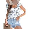 imageCUPSHE Womens Top Square Neck Short Sleeve Ruffled Shirts Dressy Tank Tops 2025 Fashion Blouse Summer CasualBlue