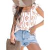 imageCUPSHE Womens Top Square Neck Short Sleeve Ruffled Shirts Dressy Tank Tops 2025 Fashion Blouse Summer CasualRed