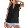 imageCUPSHE Womens Top Woven V Neck Sleeveless Smocked Cuffs Blouse Casual LooseBlack