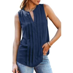 imageCUPSHE Womens Top Lace Split Neck Sleeveless Shirts Dressy Tank Coverup 2025 Fashion Blouse Summer CasualNavy