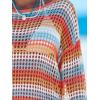 imageCUPSHE Women Crochet Cover Up Striped Swimwear Cutout Beach Coverup TopOrange Striped
