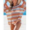 imageCUPSHE Women Crochet Cover Up Striped Swimwear Cutout Beach Coverup TopOrange Striped