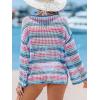 imageCUPSHE Women Crochet Cover Up Striped Swimwear Cutout Beach Coverup TopPurple Striped