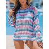 imageCUPSHE Women Crochet Cover Up Striped Swimwear Cutout Beach Coverup TopPurple Striped