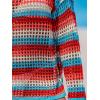 imageCUPSHE Women Crochet Cover Up Striped Swimwear Cutout Beach Coverup TopRedgreen Striped