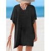 imageCUPSHE Women Crochet Swim Coverup V Neck Hollow Out Casual Loose Beach Coverup DressBlack