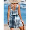 imageCUPSHE Women Swimsuit Cover Up V Neck Sleeveless Waffle Knit Beach Coverup DressBack Tieblue Tie Dye