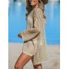 imageCUPSHE Womens Crochet Cover Up Cutout Drop Shoulder Long Sleeves Pullover Beachwear Bathing Suit 2025Apricot