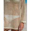 imageCUPSHE Womens Crochet Cover Up Cutout Drop Shoulder Long Sleeves Pullover Beachwear Bathing Suit 2025Apricot
