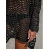 imageCUPSHE Womens Crochet Cover Up Cutout Drop Shoulder Long Sleeves Pullover Beachwear Bathing Suit 2025Black