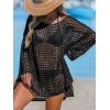 imageCUPSHE Womens Crochet Cover Up Cutout Drop Shoulder Long Sleeves Pullover Beachwear Bathing Suit 2025Black