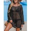 imageCUPSHE Womens Crochet Cover Up Cutout Drop Shoulder Long Sleeves Pullover Beachwear Bathing Suit 2025Black