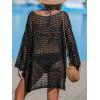 imageCUPSHE Womens Crochet Cover Up Cutout Drop Shoulder Long Sleeves Pullover Beachwear Bathing Suit 2025Black