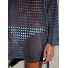 imageCUPSHE Womens Crochet Cover Up Cutout Drop Shoulder Long Sleeves Pullover Beachwear Bathing Suit 2025Deep Blue