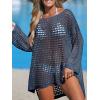 imageCUPSHE Womens Crochet Cover Up Cutout Drop Shoulder Long Sleeves Pullover Beachwear Bathing Suit 2025Deep Blue