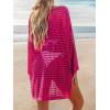 imageCUPSHE Womens Crochet Cover Up Cutout Drop Shoulder Long Sleeves Pullover Beachwear Bathing Suit 2025Hot Pink