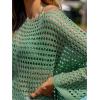 imageCUPSHE Womens Crochet Cover Up Cutout Drop Shoulder Long Sleeves Pullover Beachwear Bathing Suit 2025Light Green