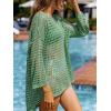 imageCUPSHE Womens Crochet Cover Up Cutout Drop Shoulder Long Sleeves Pullover Beachwear Bathing Suit 2025Light Green